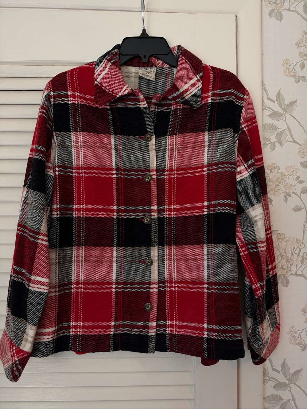 Allison Daley Red and Black Plaid Button-Front Jacket